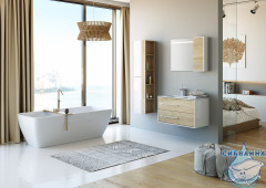 Тумба Aqwella 5 Stars Miami 90 дуб сонома с раковиной Malaga 90L левая