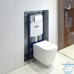 Инсталляция Iddis с кнопкой смыва в комплекте с унитазом Iddis Bild c сиденьем Soft close (микролифт) BASBI01i73