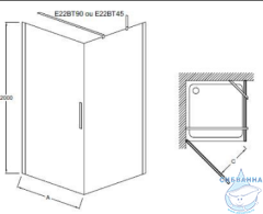 Боковая стенка Jacob Delafon Contra 80 см E22FT80-GA профиль хром, стекло прозрачное