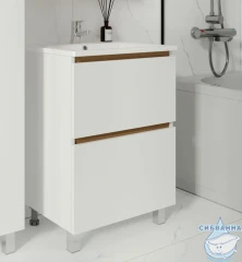 Тумба Viant Мальта 70Н с раковиной Como 70 белый/дуб вотан