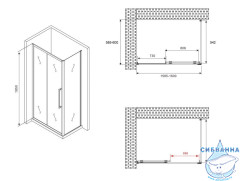 Душевое ограждение ABBER Schwarzer Diamant 160x60 AG30160MH-S60M профиль хром, стекло матовое (без поддона)