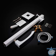 Смеситель для ванны на пол Gappo G3007-8 с аксессуарами (белый/хром)