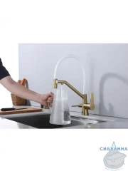 Смеситель для кухни Raglo R80.62.03 (сатин золотой/белый)