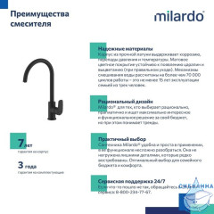 Смеситель для кухни с каналом для фильтрованной воды, черный матовый, Rora, Milardo, RORBLFJM05