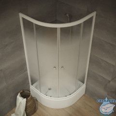Душевое ограждение Тритон Коралл В 100x100 профиль белый, стекло лайт Щ0000061789 (с поддоном)