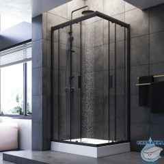 Душевое ограждение Am.Pm Gem 100x80 профиль черный, стекло прозрачное (без поддона)
