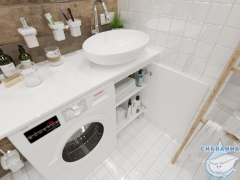 Тумба 1Marka Wash 50 белый со столешницей Wash 110 R белый глянец и раковиной  Roll 53