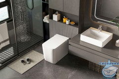 Унитаз приставной импульсный Abber Rechteck AC1212P с сиденьем Soft Close (микролифт) (белый)