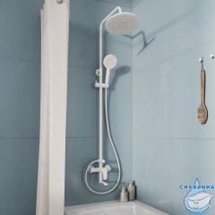 Смеситель для ванны с верхним душем, белый матовый, Rora, Milardo, RORWT4FM06