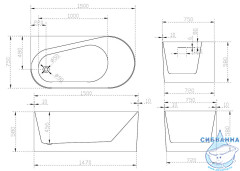 Акриловая ванна ABBER AB9496-1.5 L 150x75  с каркасом