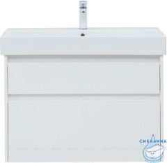 Тумба Aquanet Nova Lite 85 с раковиной Slim Synergy 85 белый глянец