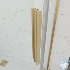 Душевое ограждение Veconi Оттимо 80x80 профиль брашированное золото, стекло прозрачное OP10G-8080-01-C9 (без поддона)