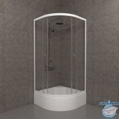 Душевое ограждение Тритон Ультра 90x90 В профиль белый, стекло прозрачное Щ0000061812 (с поддоном)
