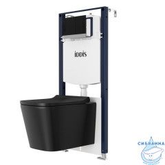 Комплект 3в1: подвесной унитаз черный, инсталляция и клавиша смыва черная, Basic, IDDIS, BASBIBBi73