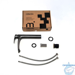 Смеситель для настольного  умывальника, графит, Rora, Milardo, RORGM01M01