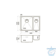 Кухонная мойка Omoikiri Taki  58-2-U/IF-IN-L 4993768 нержавеющая сталь