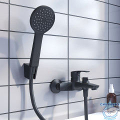 Смеситель для ванны Iddis Ray RAYBL02i02 с аксессуарами (черный матовый)