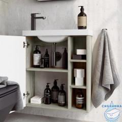 Тумба Aqwella Alba 60 L белый/светлый камень с с раковиной Compact Slim 60