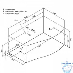 Акриловая ванна Aquanet Palma 170x100 R с каркасом