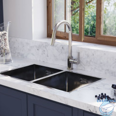 Смеситель для кухни с выдвижным изливом, сталь, Cuba, IDDIS, CUBSTP0i05