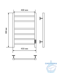 Полотенцесушитель электрический Санприз Квадро П6 40х60 (черный матовый) (подключение универсальное)