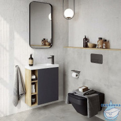 Тумба Aqwella Alba 60 R серый/дуб давос с раковиной Compact Slim 60