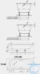 Стальная ванна Bette Комодо 170x80 с шумоизоляцией, с ножками