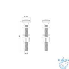 Комплект крепления бачка к унитазу, 2 шт, M10x98, IDDIS, 907M10982SK