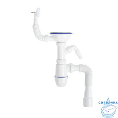 Cифон для мойки с выпуском 3 1/2 с переливом и отводом, Kitchen Line, IDDIS, S11UPS0i84