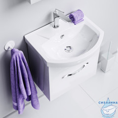 Тумба Aqwella Classic Аллегро 50 с раковиной Элеганс 50 белый глянец с двумя ящиками