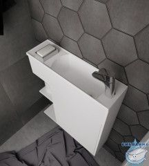 Тумба подвесная  1Марка Stretto 70П (1 дверка) с раковиной белый У94633