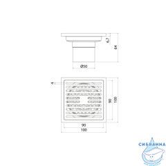 Трап душевой, вертикальный выпуск, сухой затвор, 10х10см, матовый черный, IDDIS, 980CV10BL3DDZ