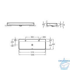 Раковина на столешницу 120 см Jacob Delafon Vox EVA122-00