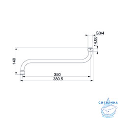 Излив для ванны, S-образный, нержавеющая сталь, 350 мм, поворотный, хром, IDDIS, 995S35C2SM