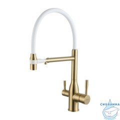 Смеситель кухни Frap F4398-3 сатин золотой(/белый)