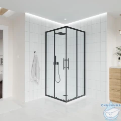 Душевое ограждение Veconi Эво 300 90x90 профиль черный, стекло прозрачное E3-B-9090-01-C9 (без поддона)