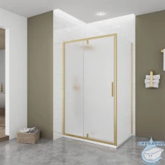 Душевое ограждение Veconi Оттимо 110x80 профиль брашированное золото, стекло матовое OP20G-SP-11080-07-C9 (без поддона)