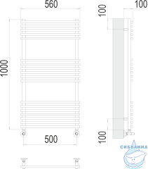 Полотенцесушитель водяной Terminus Ватра П18 50х100 (нижнее подключение)