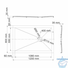 Поддон из литьевого мрамора WasserKRAFT Aller 120x80 10T06 слоновая кость