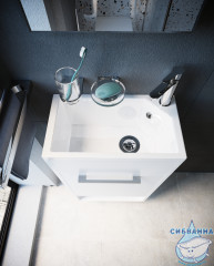 Тумба подвесная 1Marka Lira 40П с раковиной Lira 40 белый глянец R