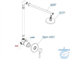 Душевая система Wasserkraft 250 1 режим A12497 (никель)