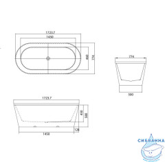 Акриловая ванна Grossman Forta GR-27021MB 170X75 с каркасом (белый/черный матовый)