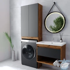 Тумба Viant Бостон 60П с раковиной Como 60 дуб вотан/графит