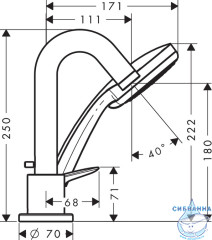 Смеситель для ванны на борт Hansgrohe Logis 71313000