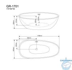 Акриловая ванна Grossman Fly GR-1701 170x80 с каркасом (белый глянцевый)