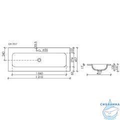 Раковина встраиваемая 121 см Ceramicanova Grace CN7017MB