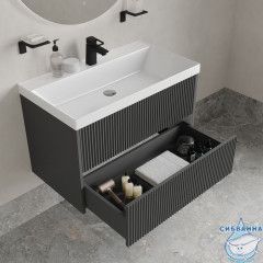 Тумба с умывальником подвесная, 80 см, темно-серый, Билд (Bild) 2.0, IDDIS, BIL80G1i95K подходит умыв. 4518000i28