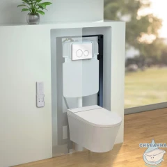 Инсталляция Jacob Delafon с кнопкой смыва в комплекте с унитазом Jacob Delafon Seine c сиденьем Soft close (микролифт) легкосъёмное E34360-00