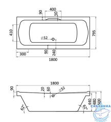 Акриловая ванна Santek Корсика 180х80 с каркасом