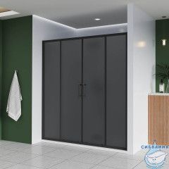 Дверь в нишу Veconi Эво 150 профиль черный, стекло тонированное E4-B-150-12-C9